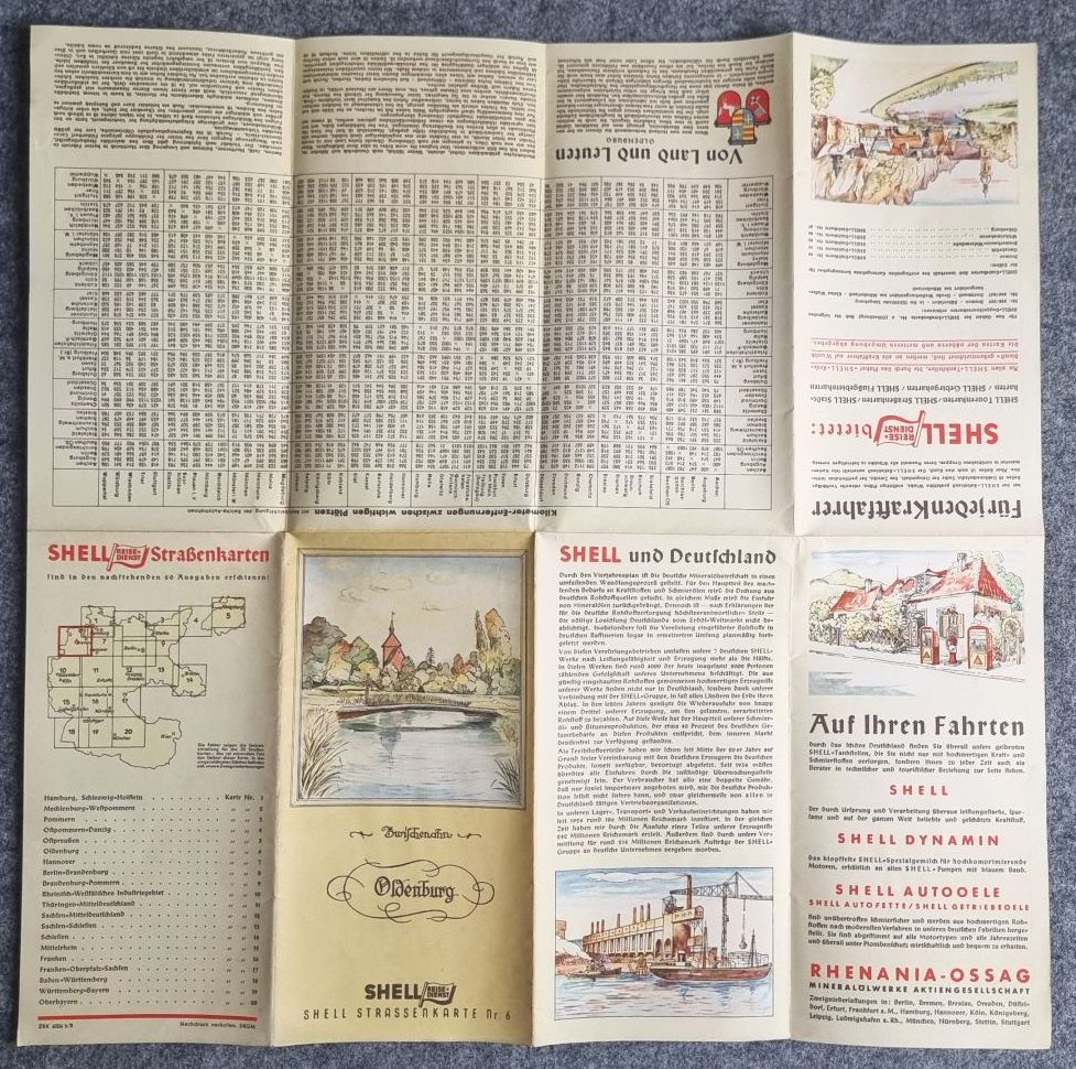 Shell Straßenkarte Nr 6 Landkarte 1930er Stadtplan Zwischenahn Oldenburg Shell Straßenkarte Nr 6 Landkarte 1930er Stadtplan Zwischenahn Oldenburg