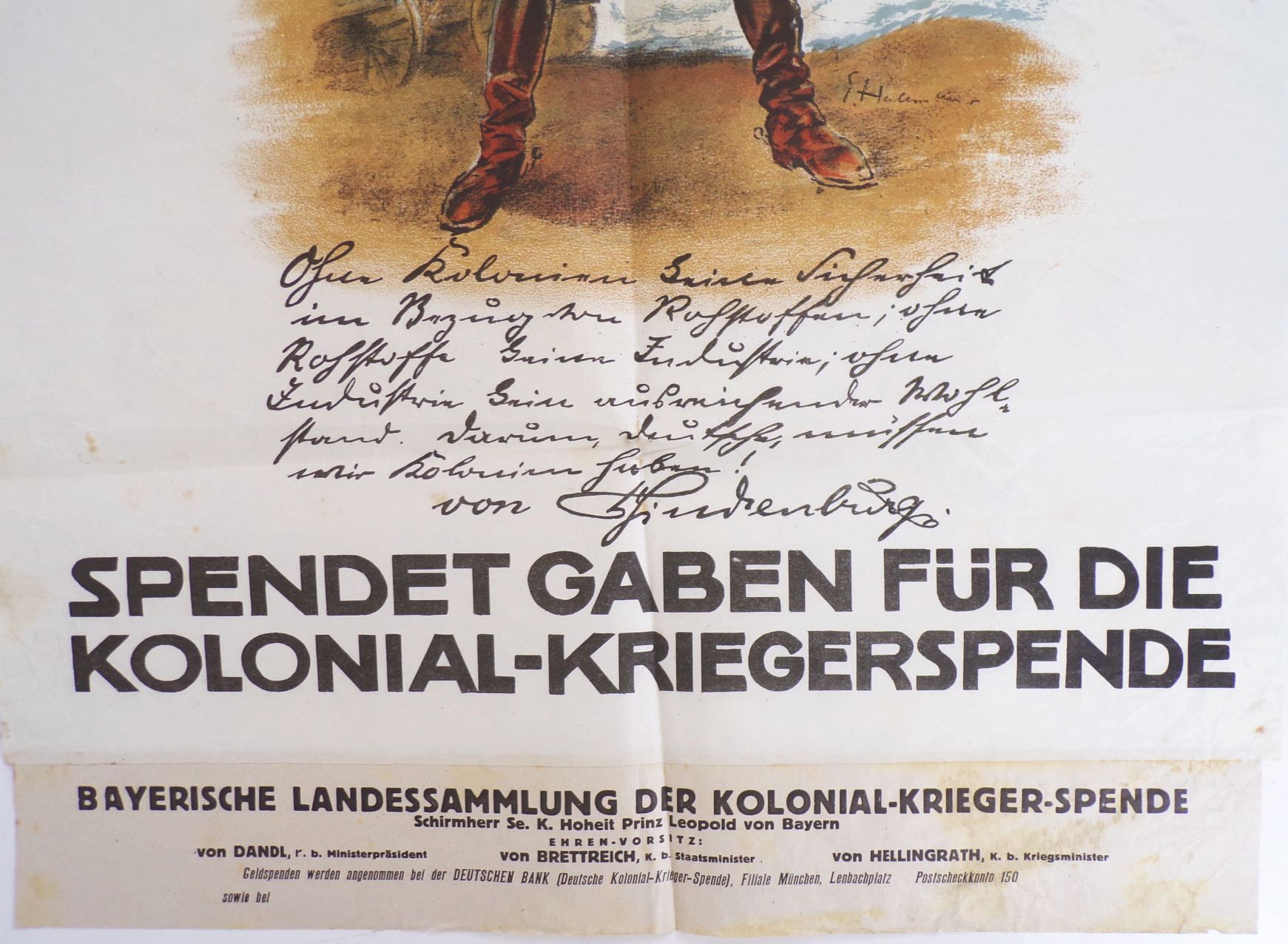 Altes Plakat Kolonial Kriegerspende Deutsch Südwest 1918 