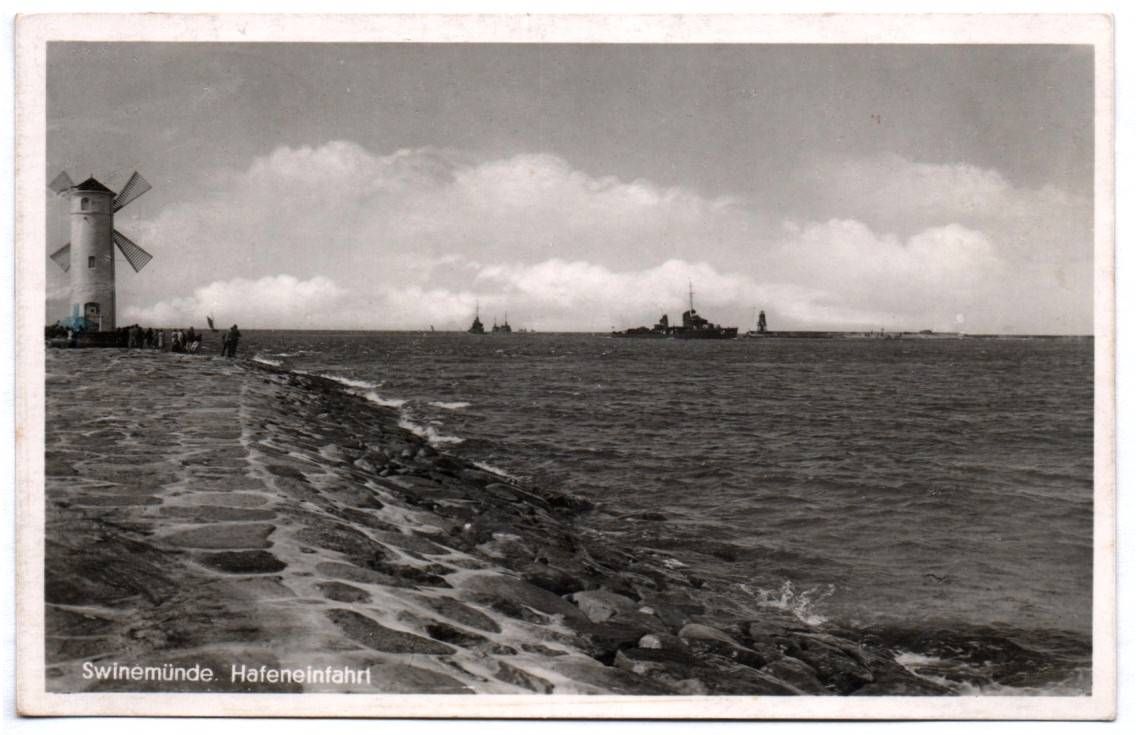 Ak Swinemünde Pommern Hafeneinfahrt Polen 1941 