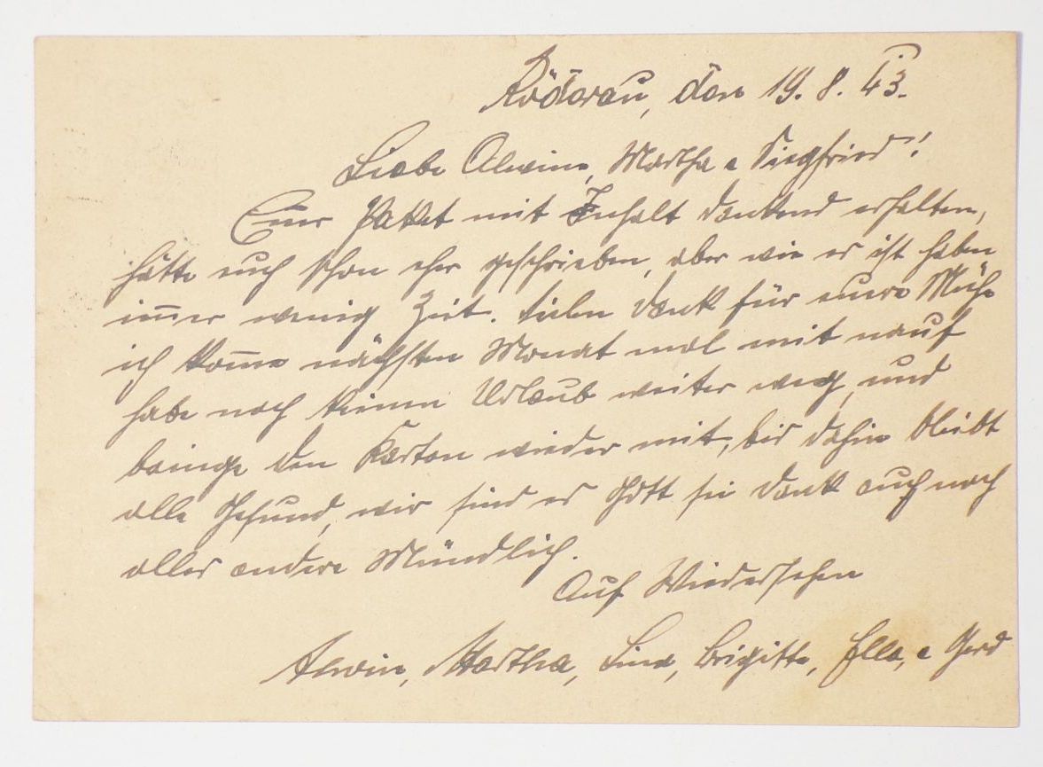 Ganzsache P312/06 Röderau 1943 nach Wilthen 