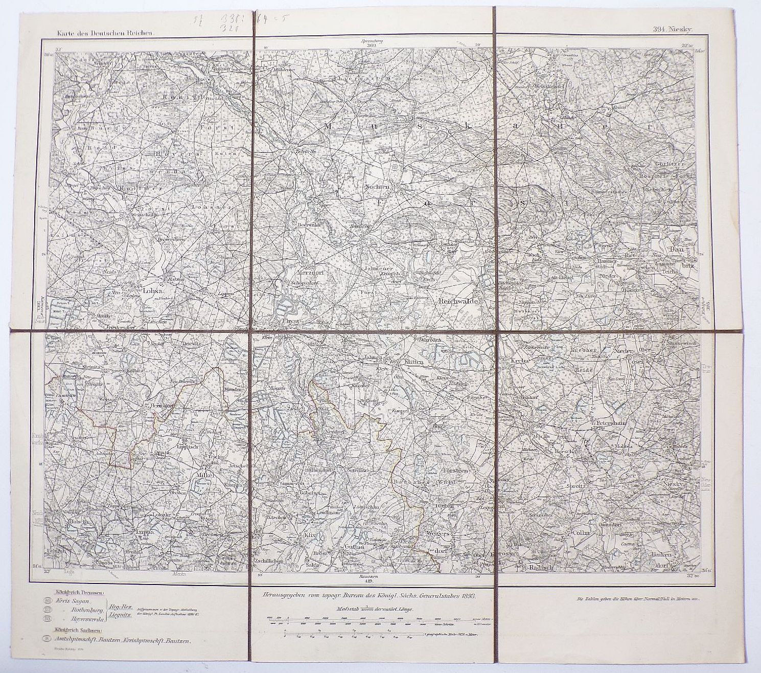 Alte Karte Niesky 1893 Deutsches Reich Landkarte