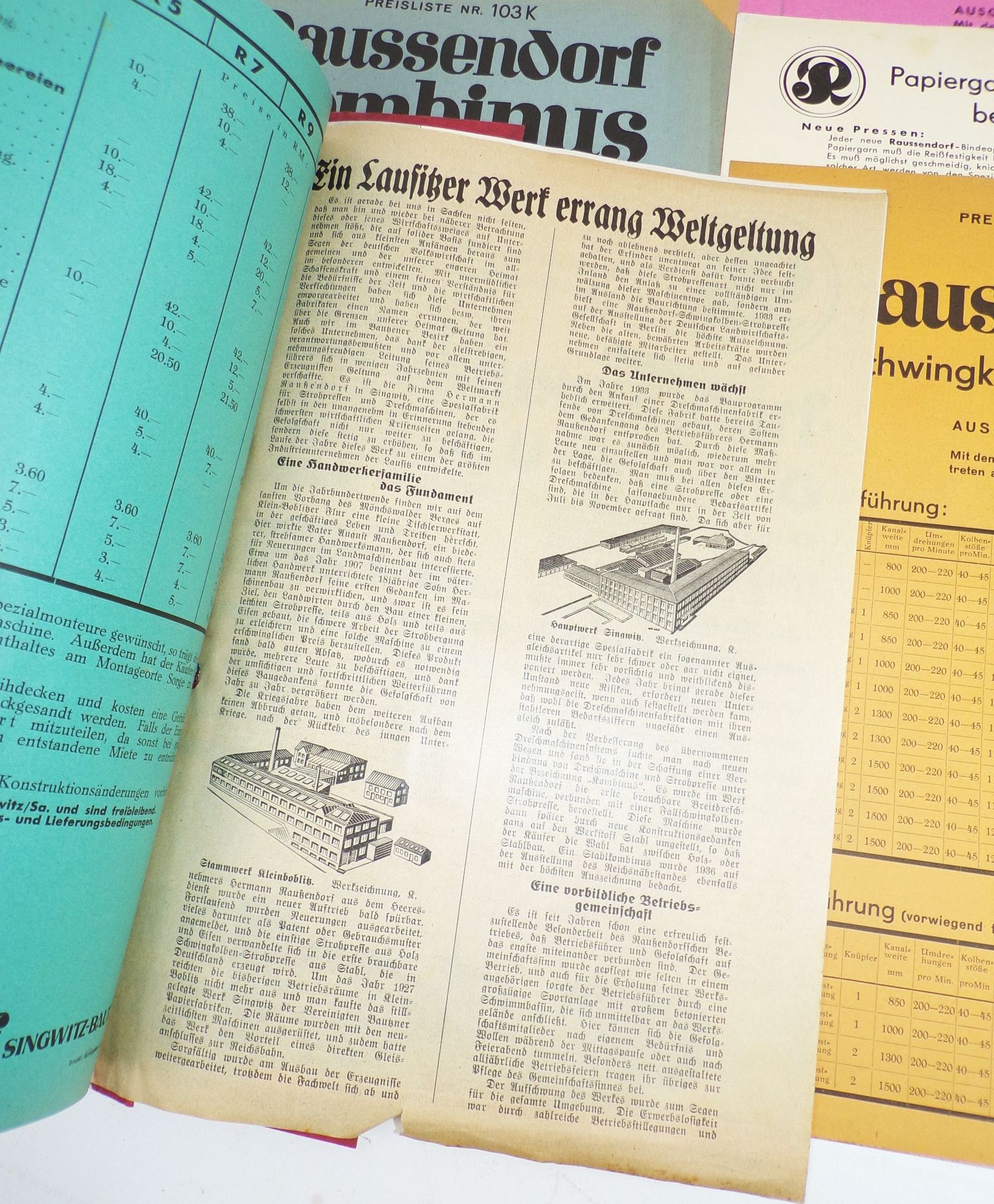 Raussendorf Singwitz Bautzen Reklame Mappe Saugzug Strohpresse 1930er 