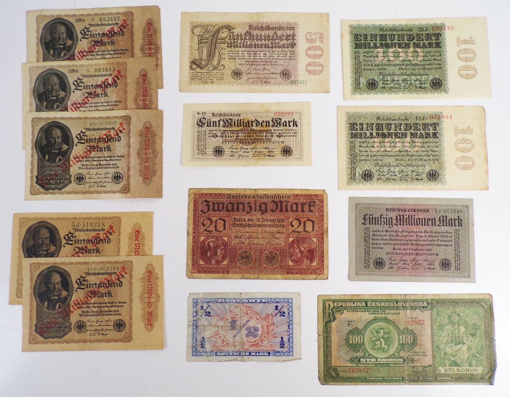 Konvolut alter Geldscheine Mark Kronen Infla Konvolut alter Geldscheine Mark Kronen Infla