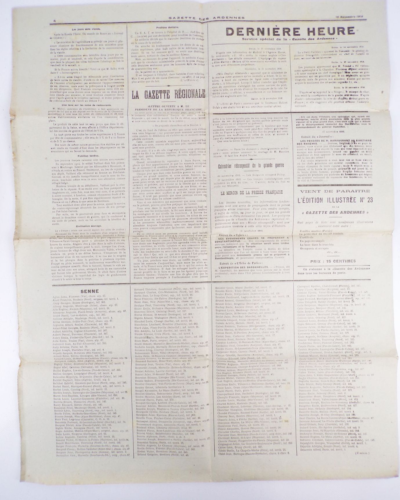 Gazette des Ardennes 1916 Militär Zeitung 17 Stück