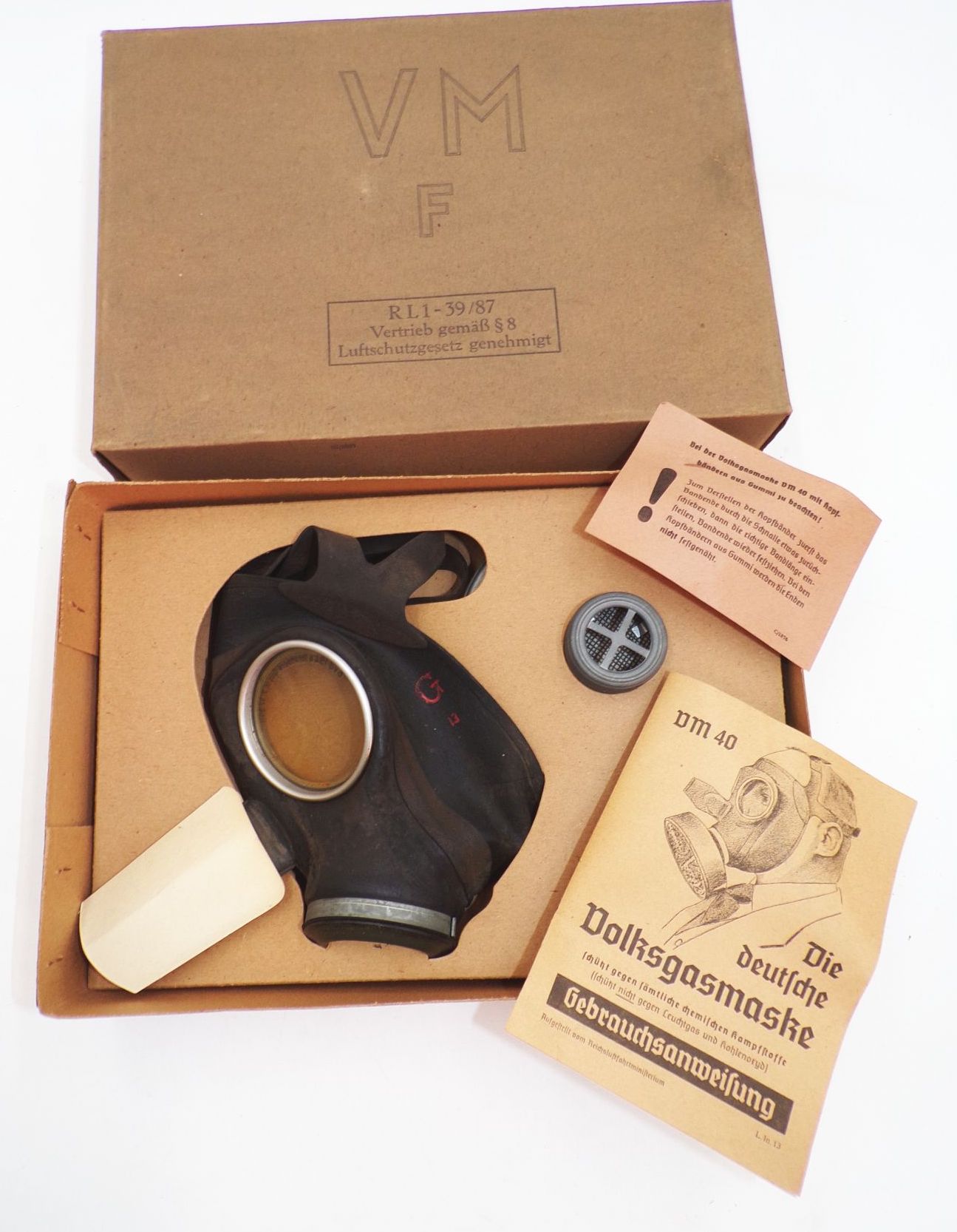 Alte Volksgasmaske 2 Wk Gasmaske unbenutzt Originalkarton WW2