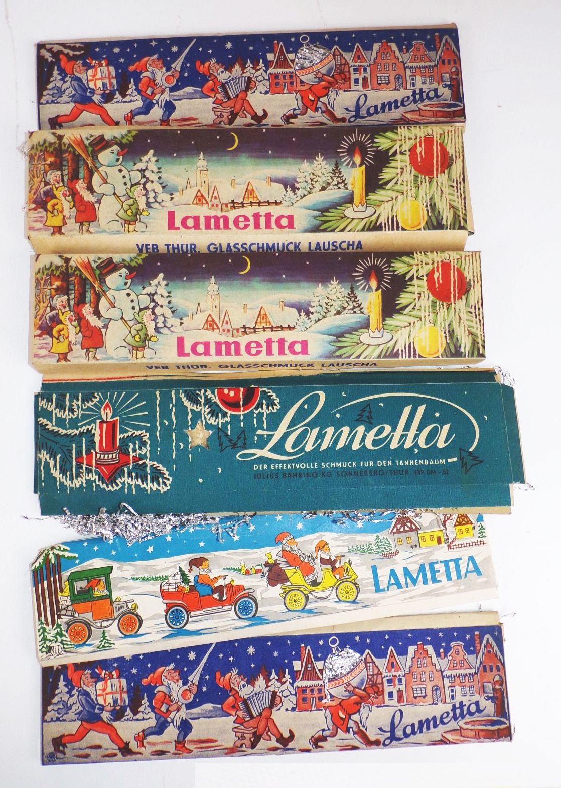 6 x DDR Lametta Weihnachtsschmuck Christbaumschmuck Vintage