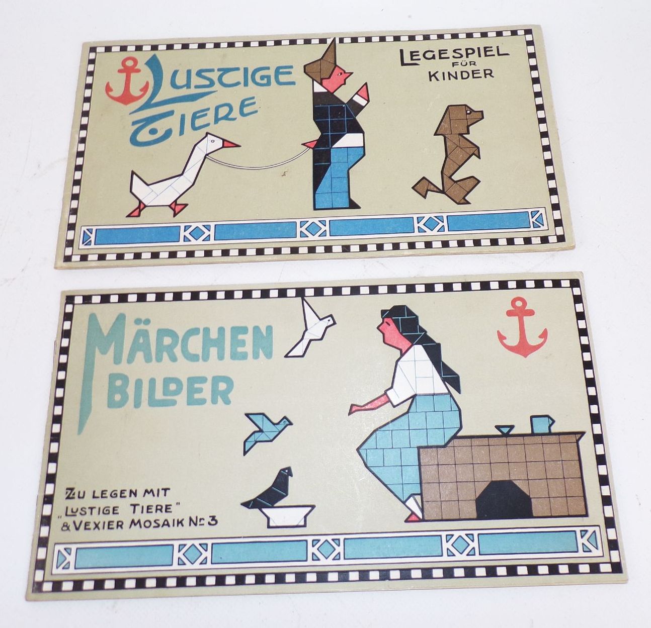 Lustige Tiere Legespiel für Kinder F Ad Richter Anker Mosaik um 1910