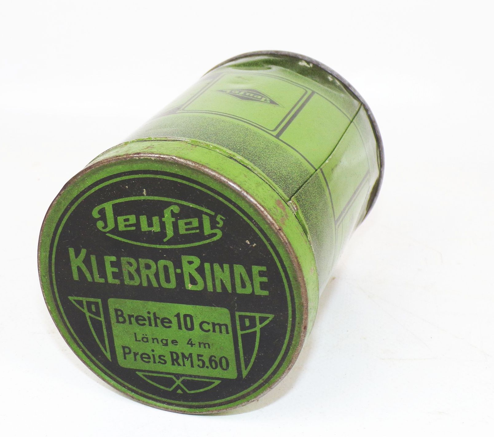 Alte Blechdose Teufels Klebro Binde Baumbinde 1930er mit Inhalt