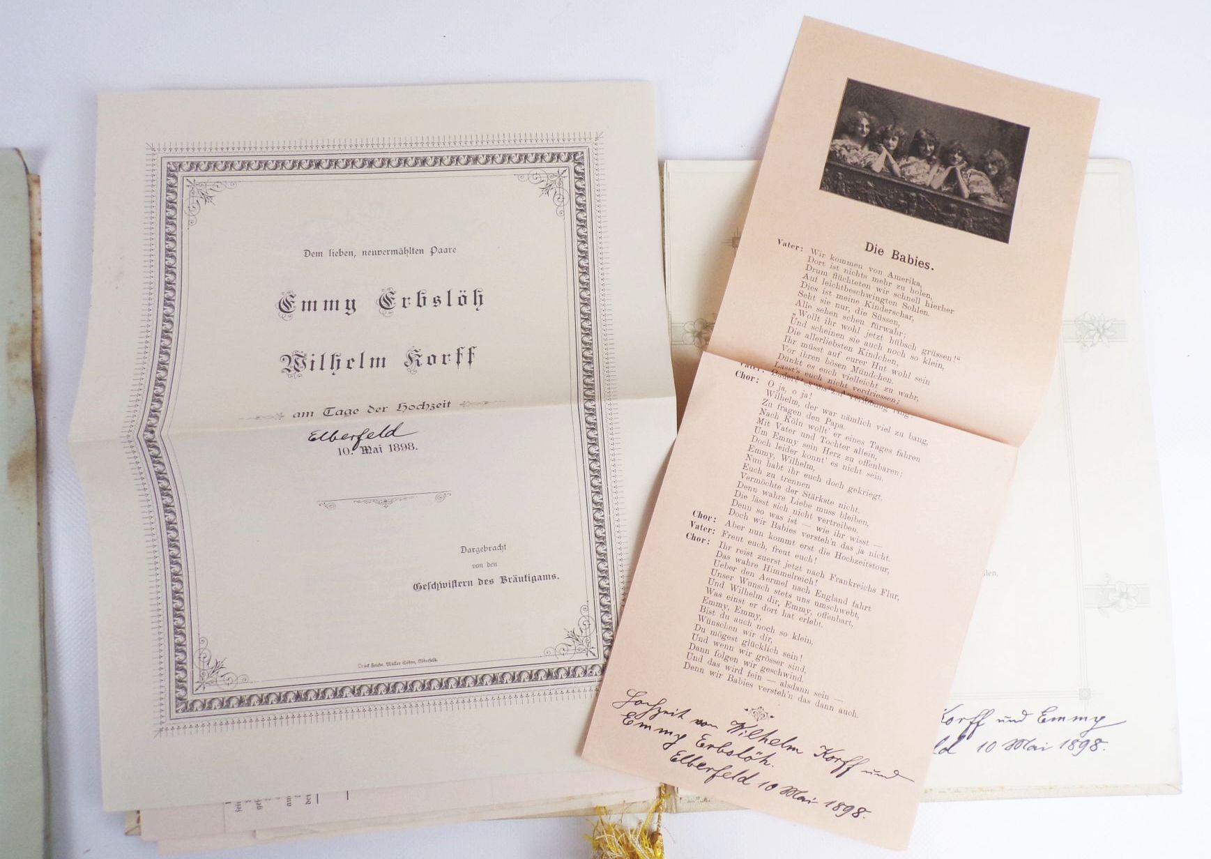 Hochzeitprogramme um 1890 Boeddinghaus Barmen Wuppertal Düsseldorf 