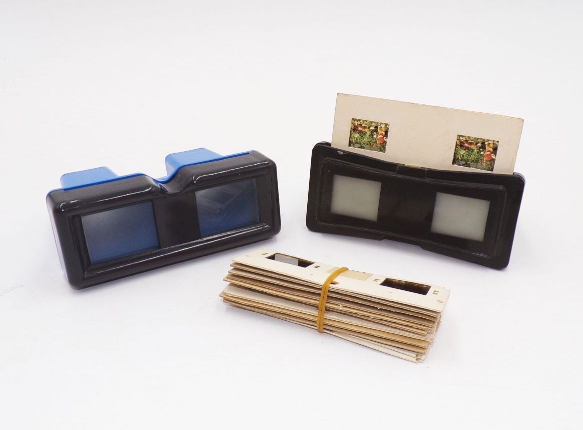 Bildbetrachter Stereomat Mikrolux für 3 d Karten 2 Stück DDR viewer