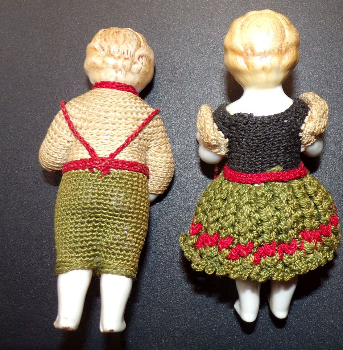 Uralte Porzellan Puppen für Puppenstube um 1900