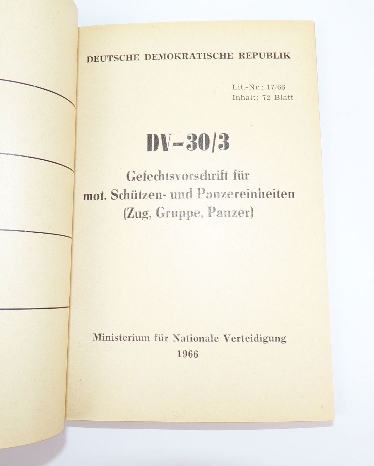 NVA Gefechtsvorschrift für mot Schützen und Panzereinheiten Zug Gruppe Panzer