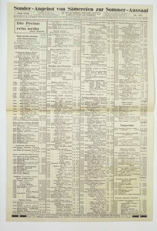 Prospekt Pape und Bergmann Quedlingburg Blumen 1926 dekorativ