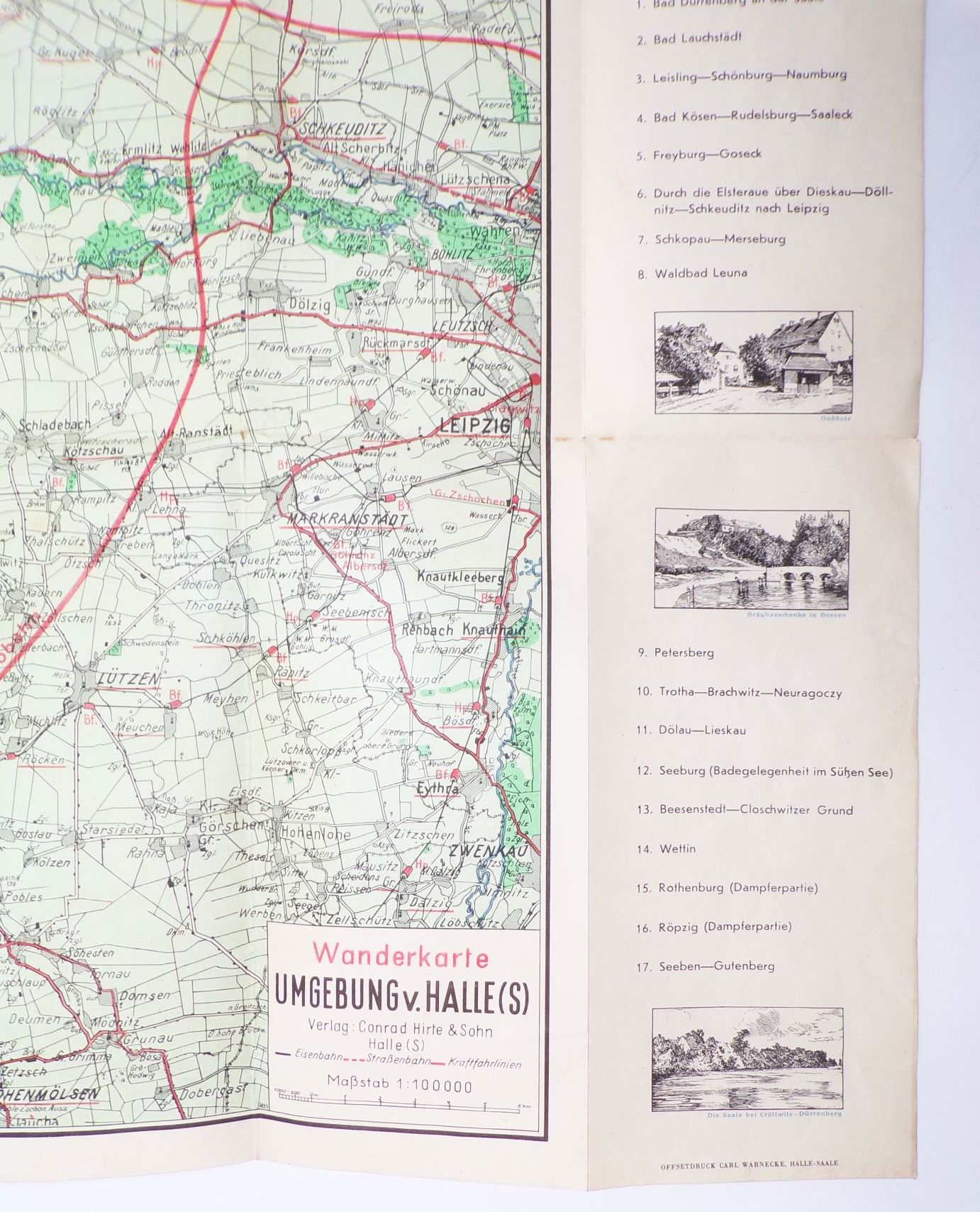 Wanderkarte Umgebung von Halle Saale DDR