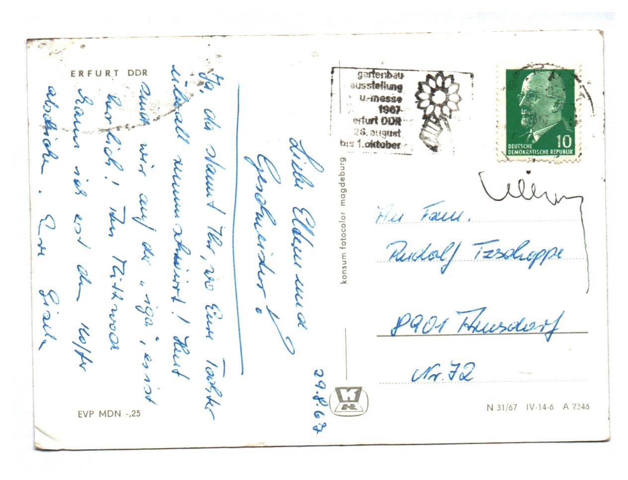 Ansichtskarte Erfurt DDR Dom Regierungsstraße Hotel Erfurter Hof 1963 Ansichtskarte Erfurt DDR Dom Regierungsstraße Hotel Erfurter Hof 1963