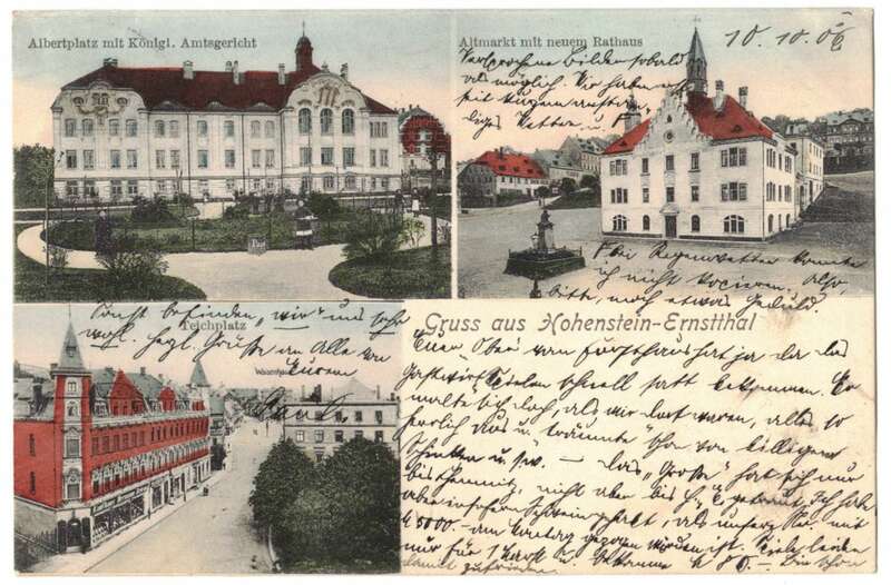 Litho Ak Gruss aus Hohenstein-Ernstthal 1906 Teichplatz Altmarkt
