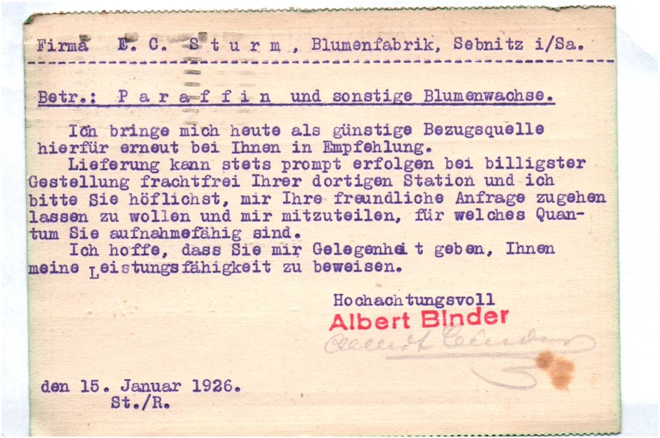 Postkarte Halle Saale Diemitz Albert Binder Chemische Fabrik 1926 Drucksache Postkarte Halle Saale Diemitz Albert Binder Chemische Fabrik 1926 Drucksache