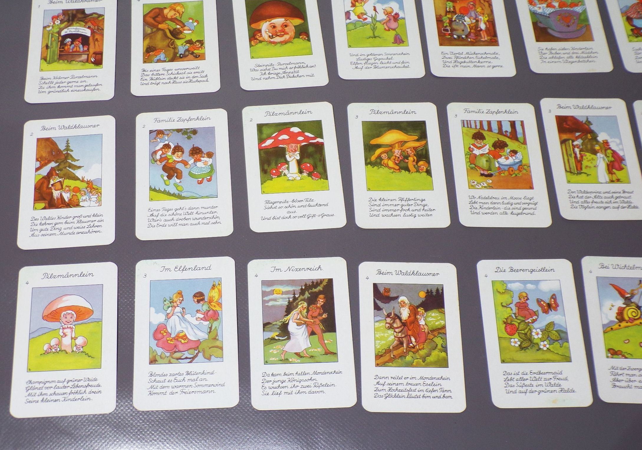 Waldgeisterlein Quartett aus der Märchenwelt Liesel Lauterbon Altes Kartenspiel