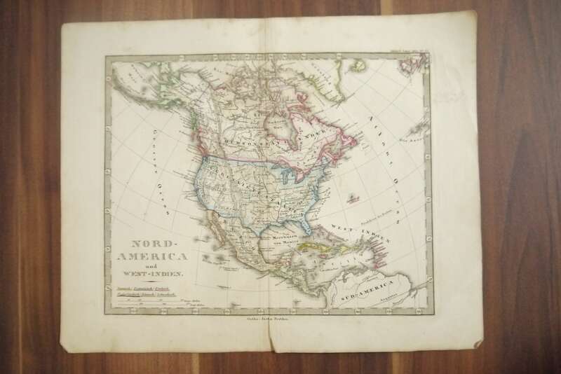 Landkarte Nord America und West Indien Gotha Justus Perthes 33x25cm
