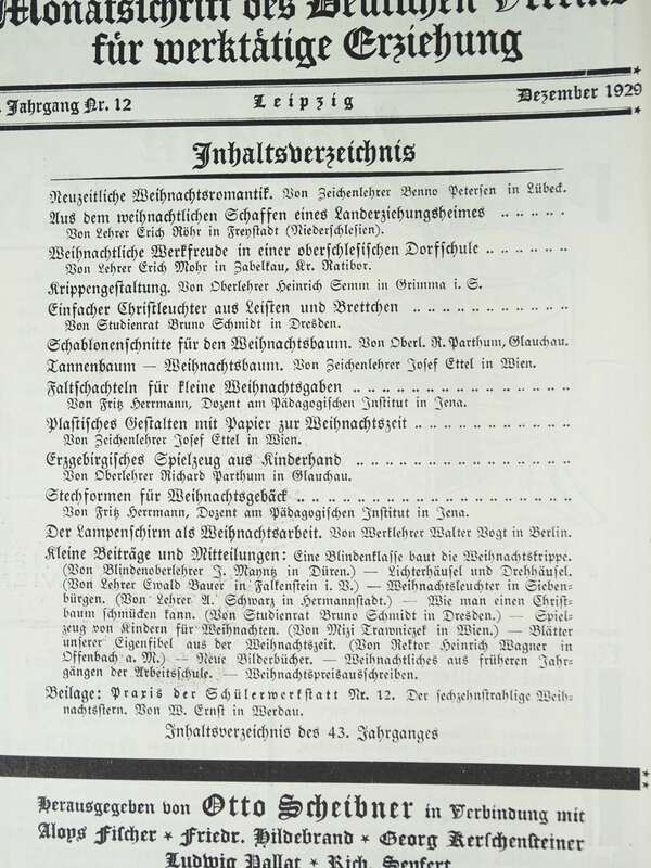 Anleitung Christbaumschmuck Weihnachtsheft der Arbeitsschule 1929 Pädagogik