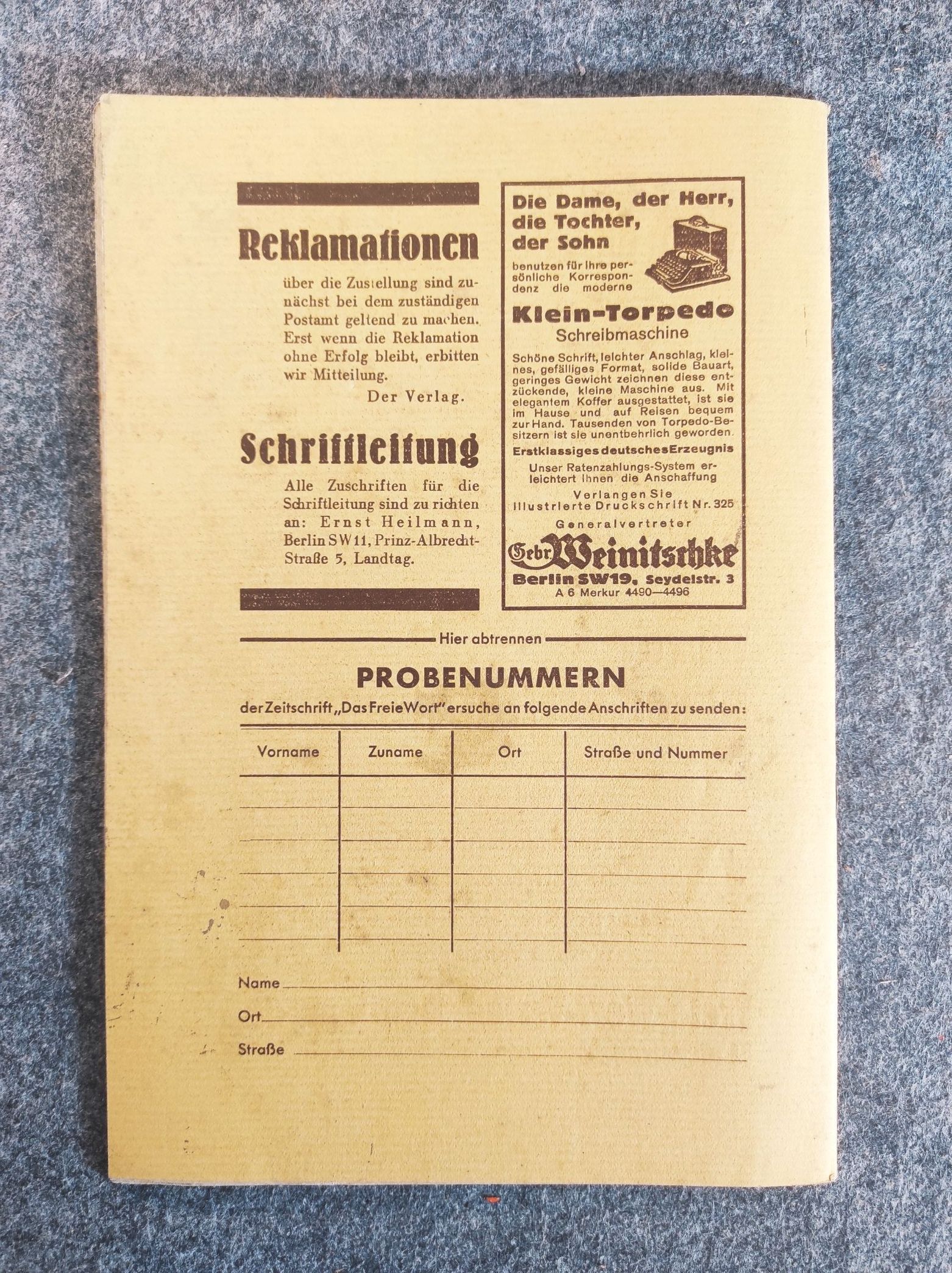 Das freie Wort Heft 3 Minister Frick Januar 1930 Das freie Wort Heft 3 Minister Frick Januar 1930