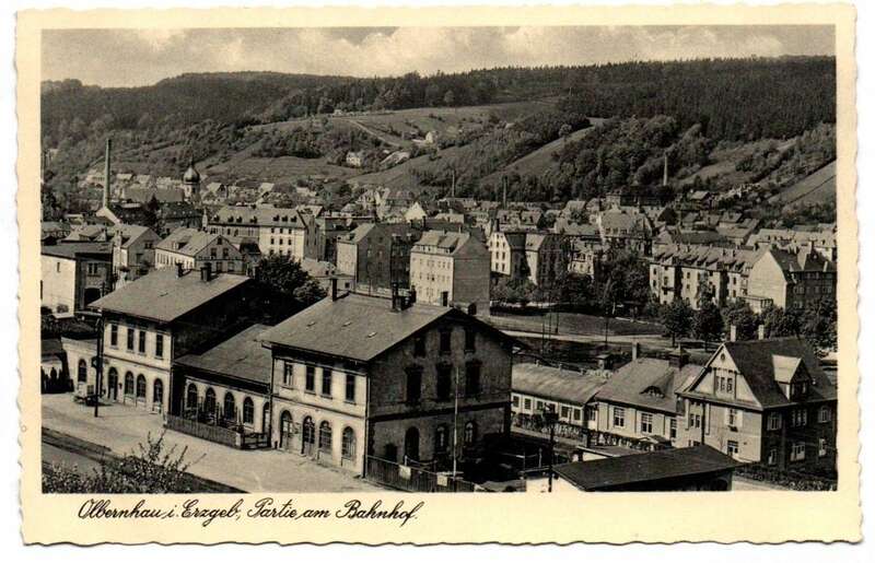 Ak Olbernhau Erzgebirge Partie am Bahnhof 1938