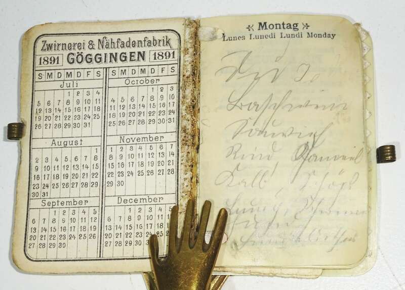 Notizbuch Zwirnerei Nähfadenfabrik Göggingen 1891 Kalender Stickerei Vorlagen