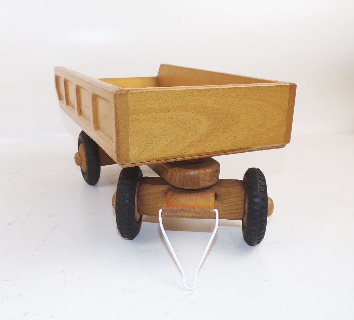 Alter FWF Fröbel LKW Kipper Laster Holzspielzeug Fröbel mit Anhänger vintage
