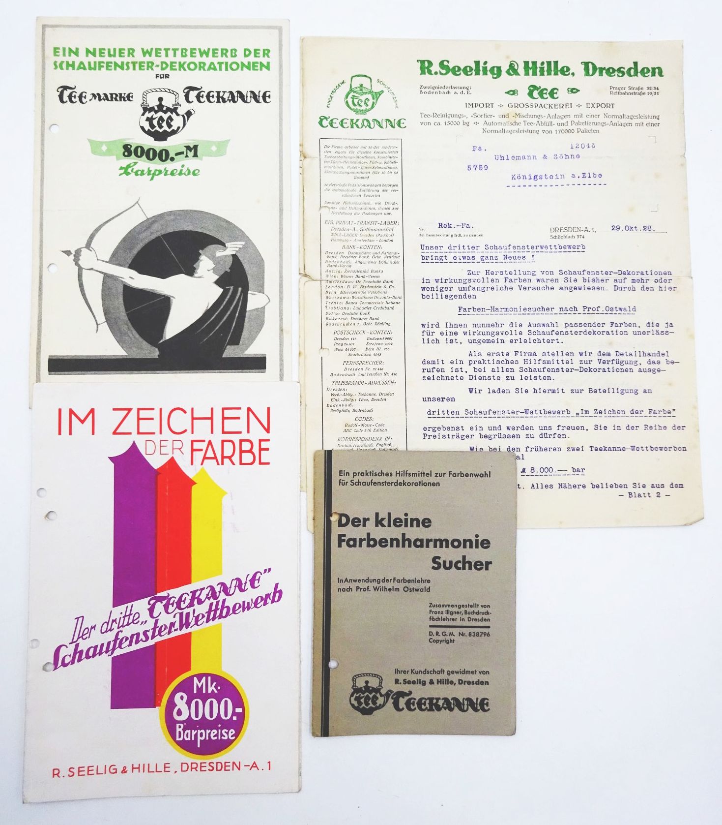 Papiere Seelig Hille Dresden Schaufenster Wettbewerb Farbenlehre 1928 Teekanne