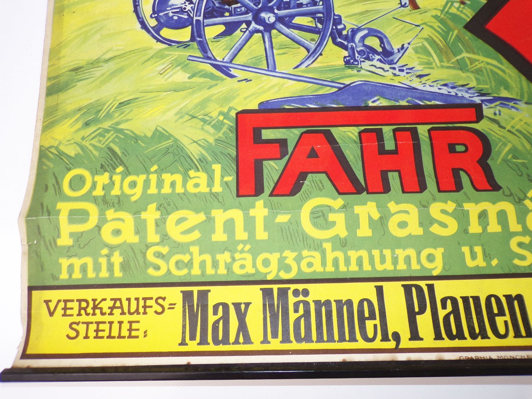 Altes Plakat Fahr Grasmäher Landtechnik Männel Plauen Landwirtschaft 1930 er Altes Plakat Fahr Grasmäher Landtechnik Männel Plauen Landwirtschaft 1930 er