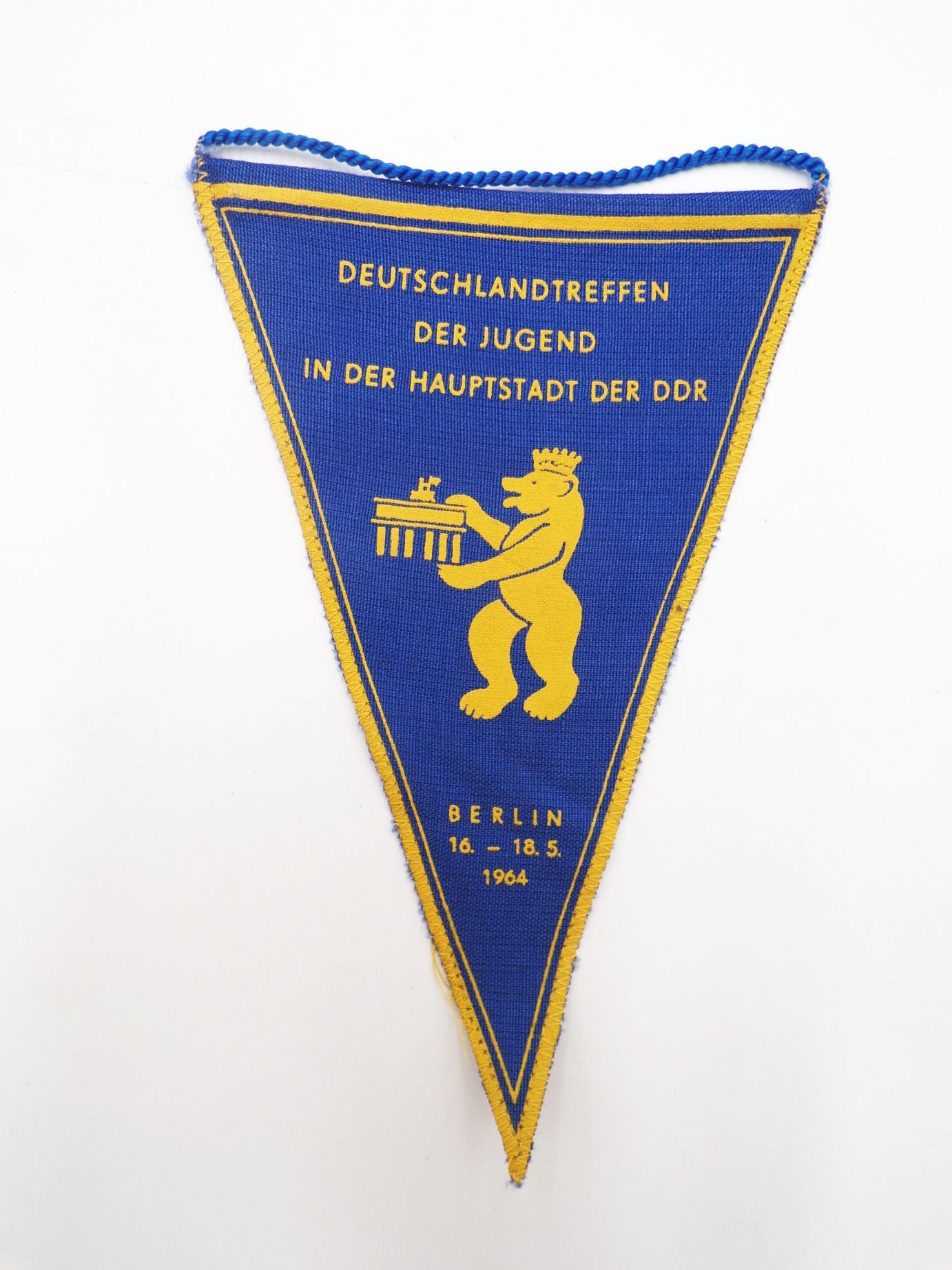 Alter Wimpel Deutschlandtreffen der Jugend Hauptstadt DDR 1964 GDR