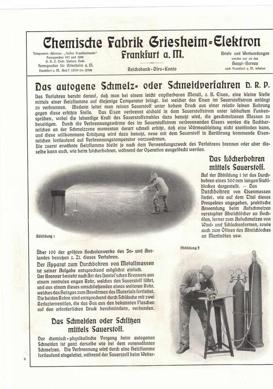 Prospekt Chemische Fabrik Griesheim Elektron Frankfurt um 1910 !