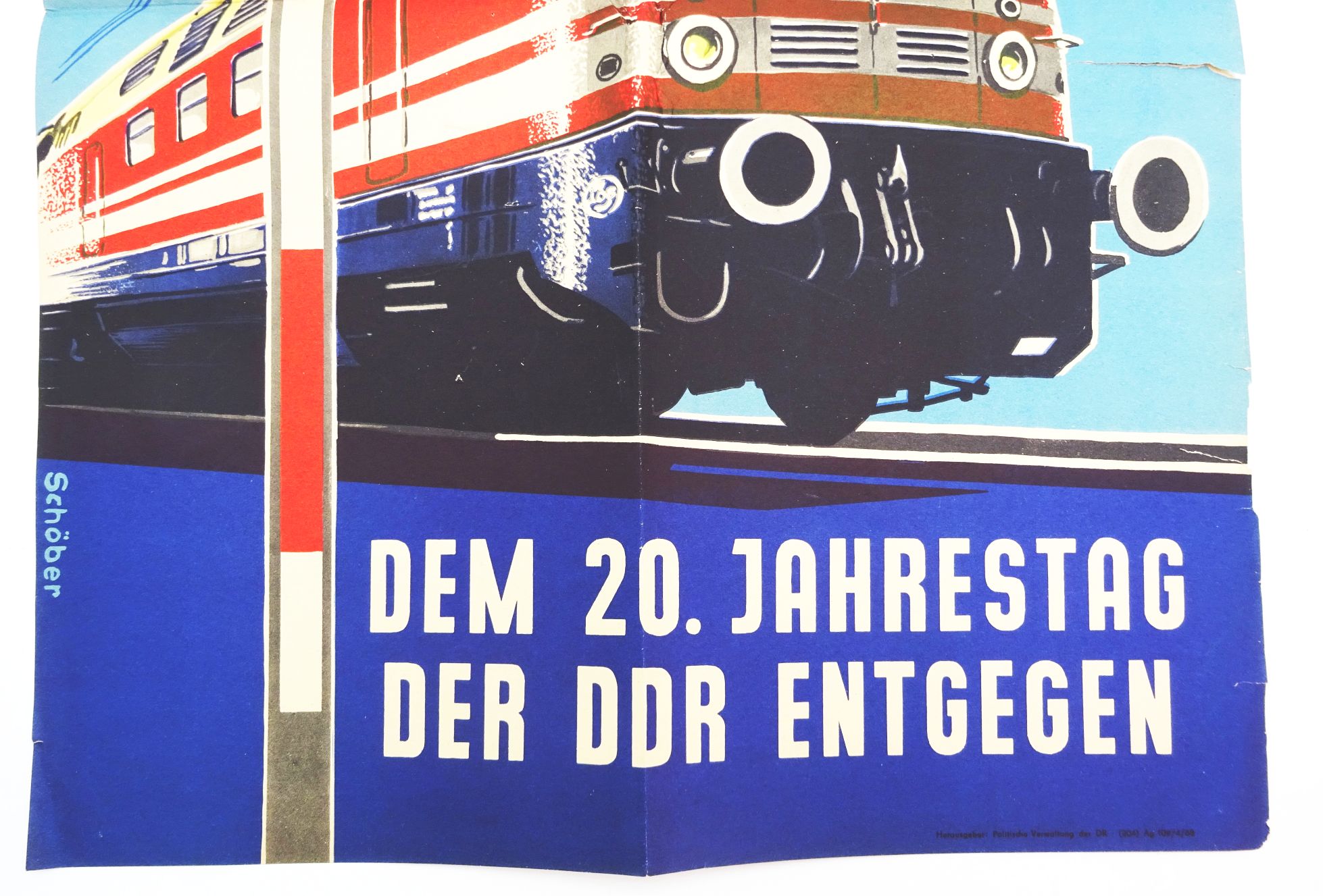 Altes Plakat Tag des Deutschen Eisenbahners 1968 Jahrestag der DDR