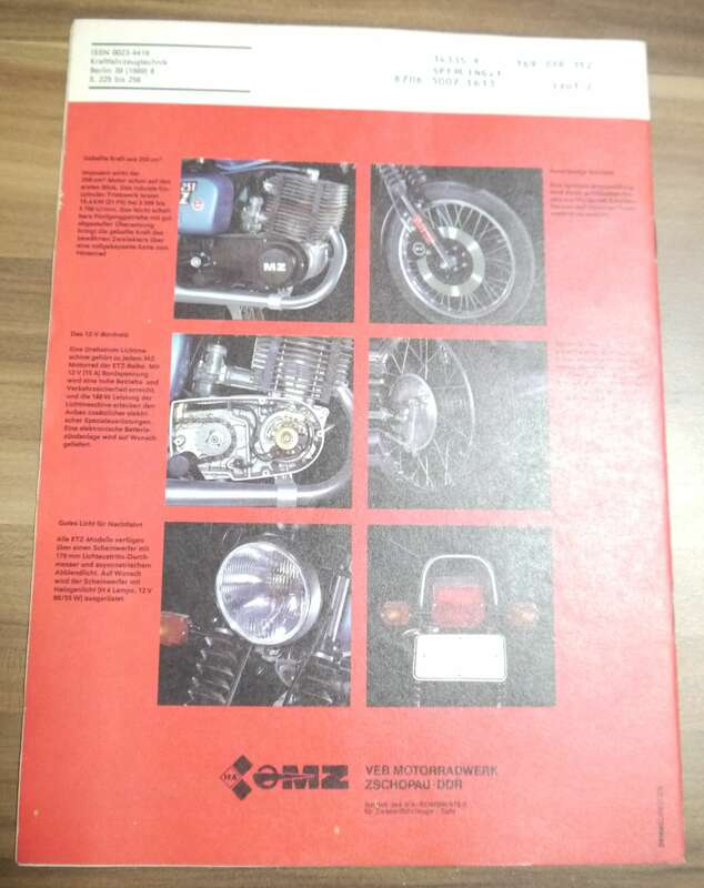Kraftfahrzeugtechnik August 1989 KFT MZ ETZ 251 VEB Verlag Technik Berlin