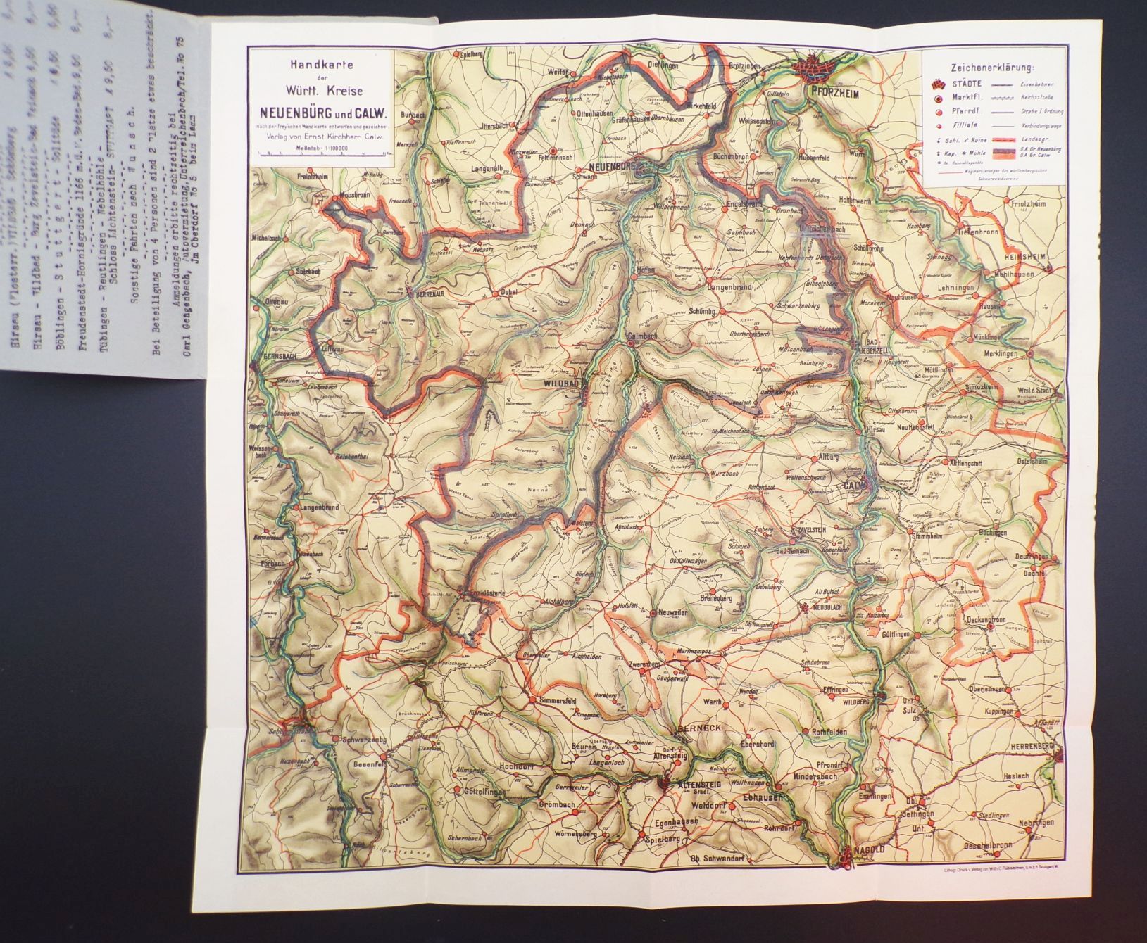 Wanderkarte des nördlichen Schwarzwald mit Wegbezeichnung alte Landkarte Wanderkarte des nördlichen Schwarzwald mit Wegbezeichnung alte Landkarte