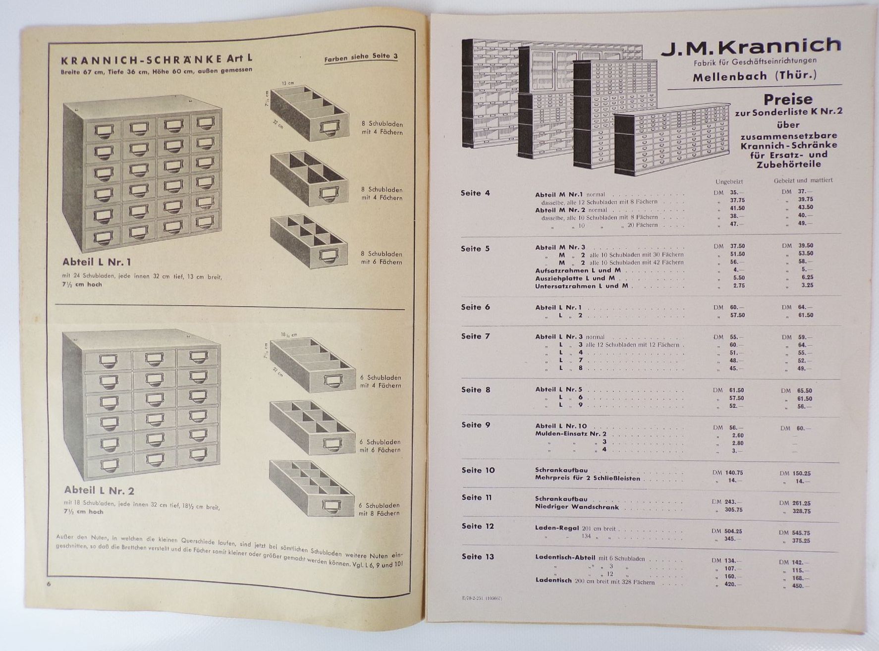 Alte Kataloge Krannich Schränke Büromöbel Mellenbach Thüringen um 1950