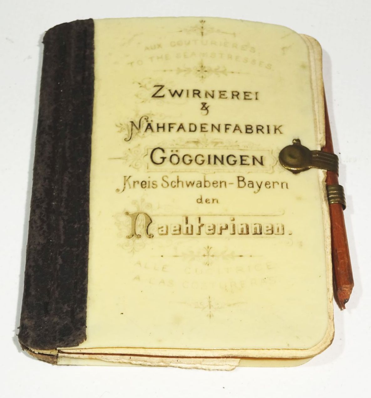 Notizbuch Zwirnerei Nähfadenfabrik Göggingen 1891 Kalender Stickerei Vorlagen
