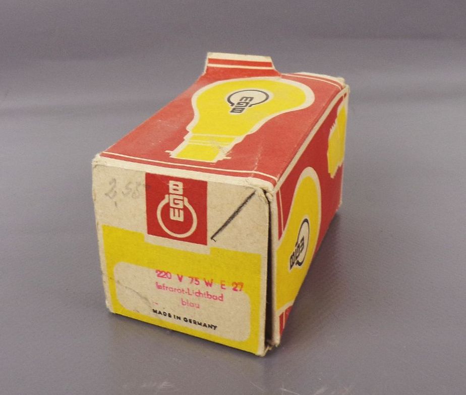 Alte Glühlampe Blau E27 BGW OVP Leuchtmittel DDR 75 Watt Blaulicht