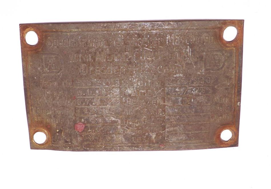 Altes Herstellerschild Albert Ebert Dresden elektrische Maschinen 1910er 