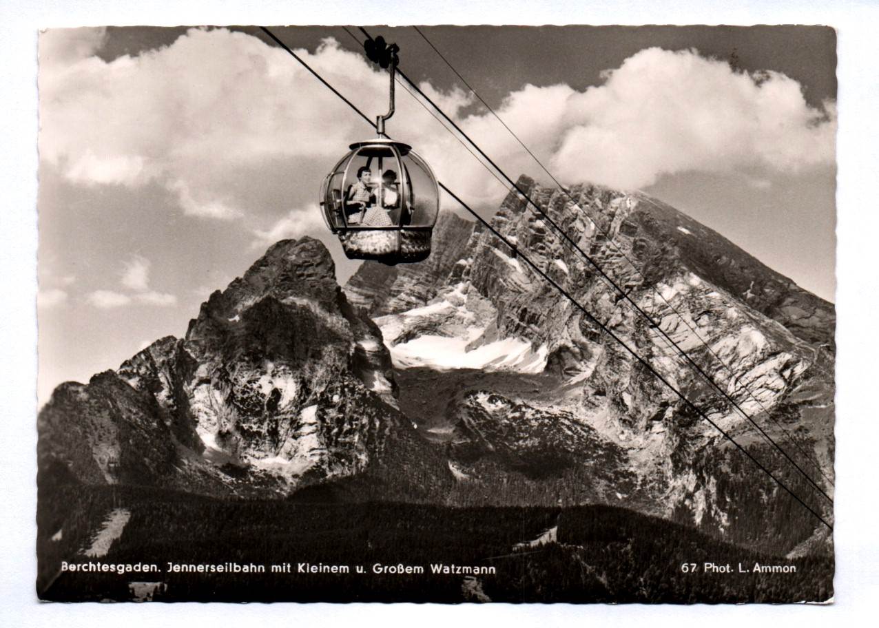 Foto Ak Berchtesgaden Jennerseilbahn mit kleinem und großem Watzmann Foto Ak Berchtesgaden Jennerseilbahn mit kleinem und großem Watzmann