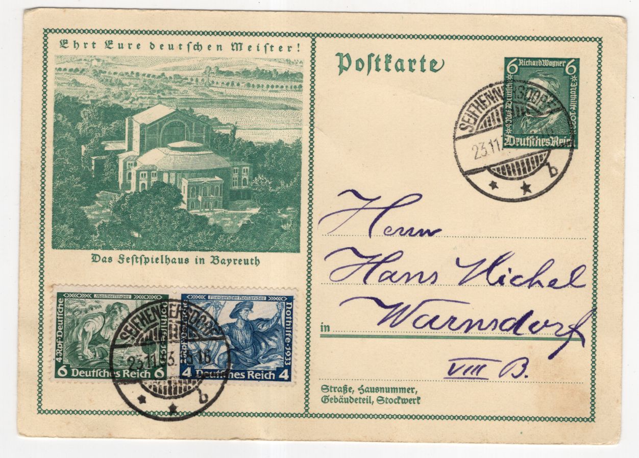 Postkarte Festspielhaus Bayreuth Richard Wagner 1933