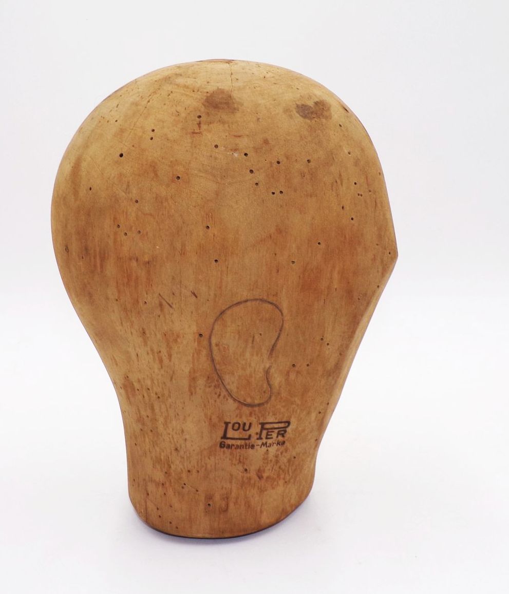 Alter Perückenkopf Lou Per Holz Vintage Deko