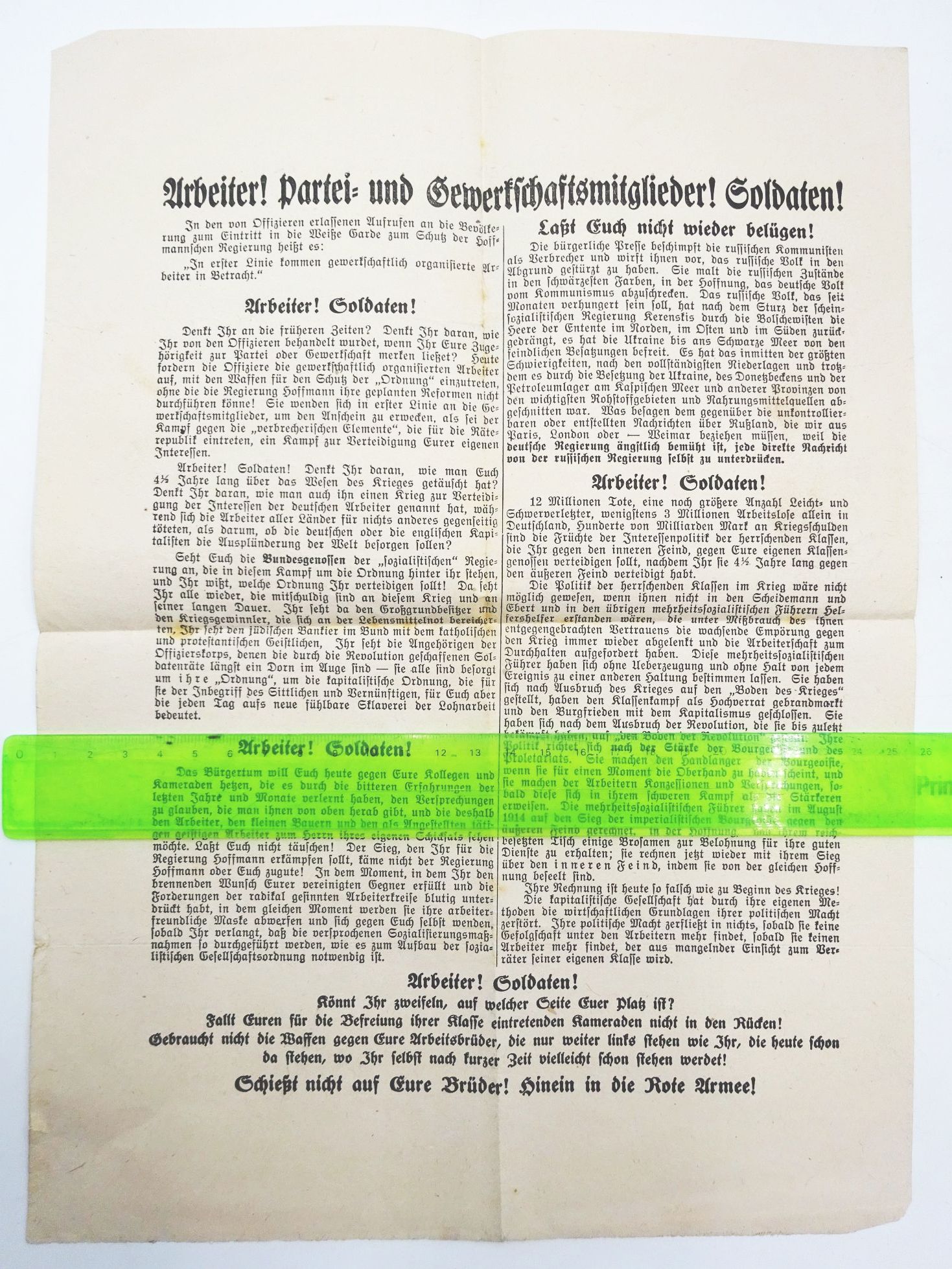 KPD Flugblatt 1919 Arbeiter Gewerkschaft Soldaten 