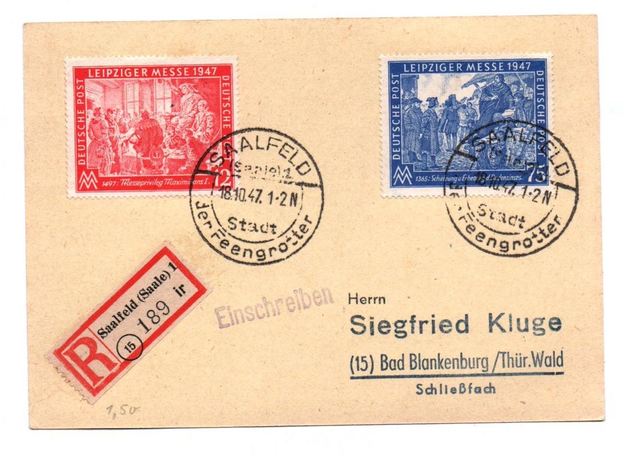 R Brief Saalfeld Saale 1947 Beleg