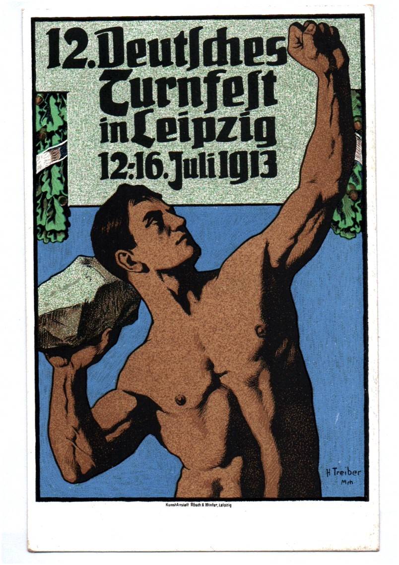 Künstler Ak Leipzig 12 Deutsches Turnfest 1913 Der Festkranz H Treiber Der Steinstößer Künstler Ak Leipzig 12 Deutsches Turnfest 1913 Der Festkranz H Treiber Der Steinstößer