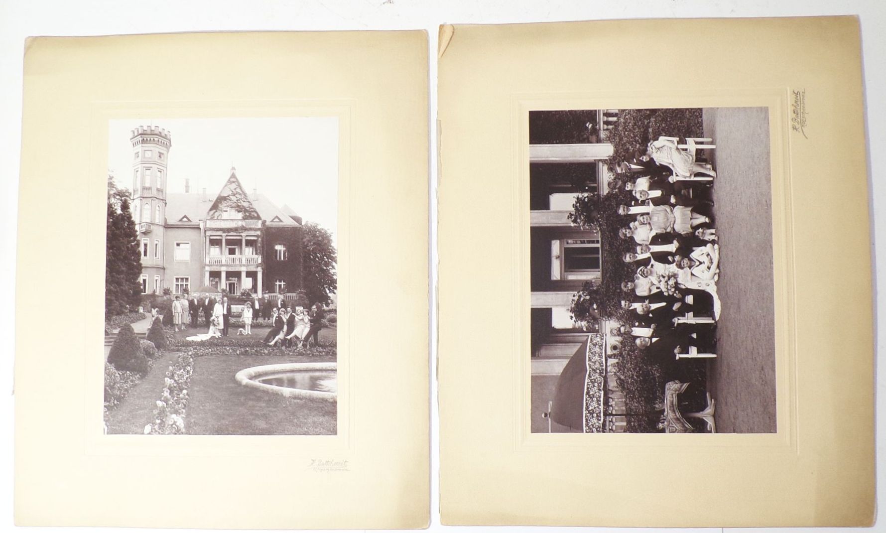 2 x Foto Villa Radebeul Hochzeitsgesellschaft um 1910 Buttchereit Fotografie 