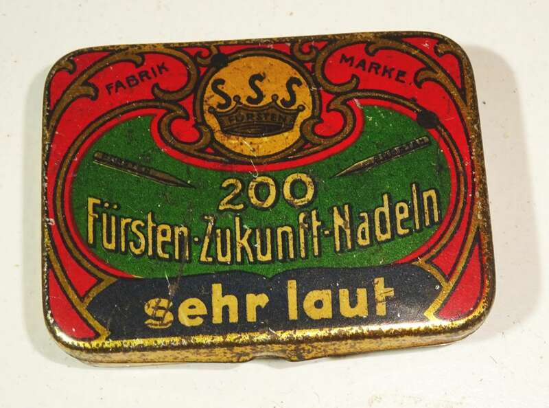 Nadeldose Fürsten Zukunft Nadeln sehr laut 1920er Blechdose