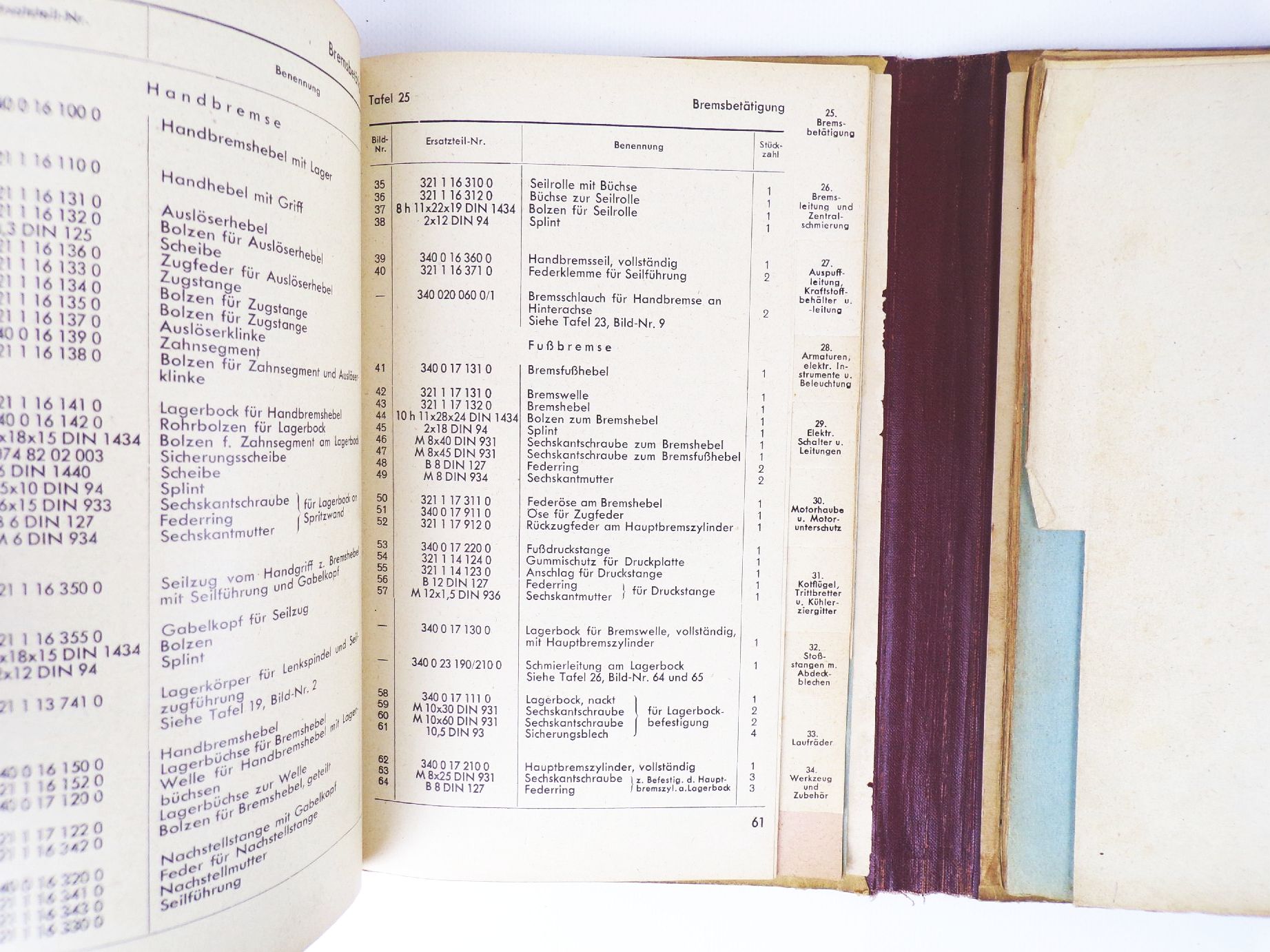 Ersatzteilliste für den EMW Kraftwagen 2 Liter 55 PS 6 Zylinder Limousine