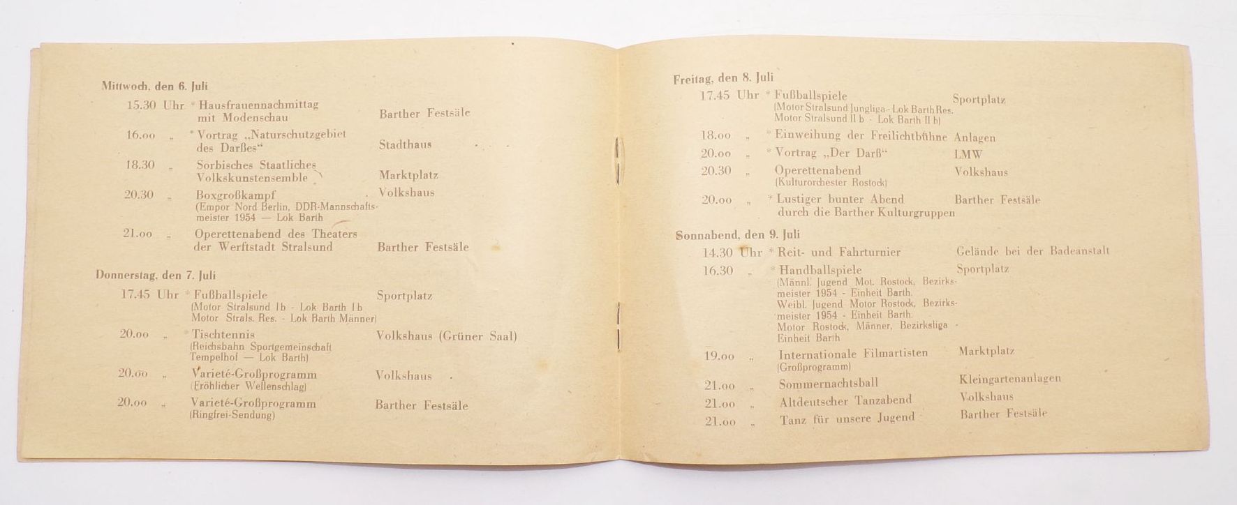 Festprogramm Barth 700 Jahrfeier 1955 mit Ansichtskarte