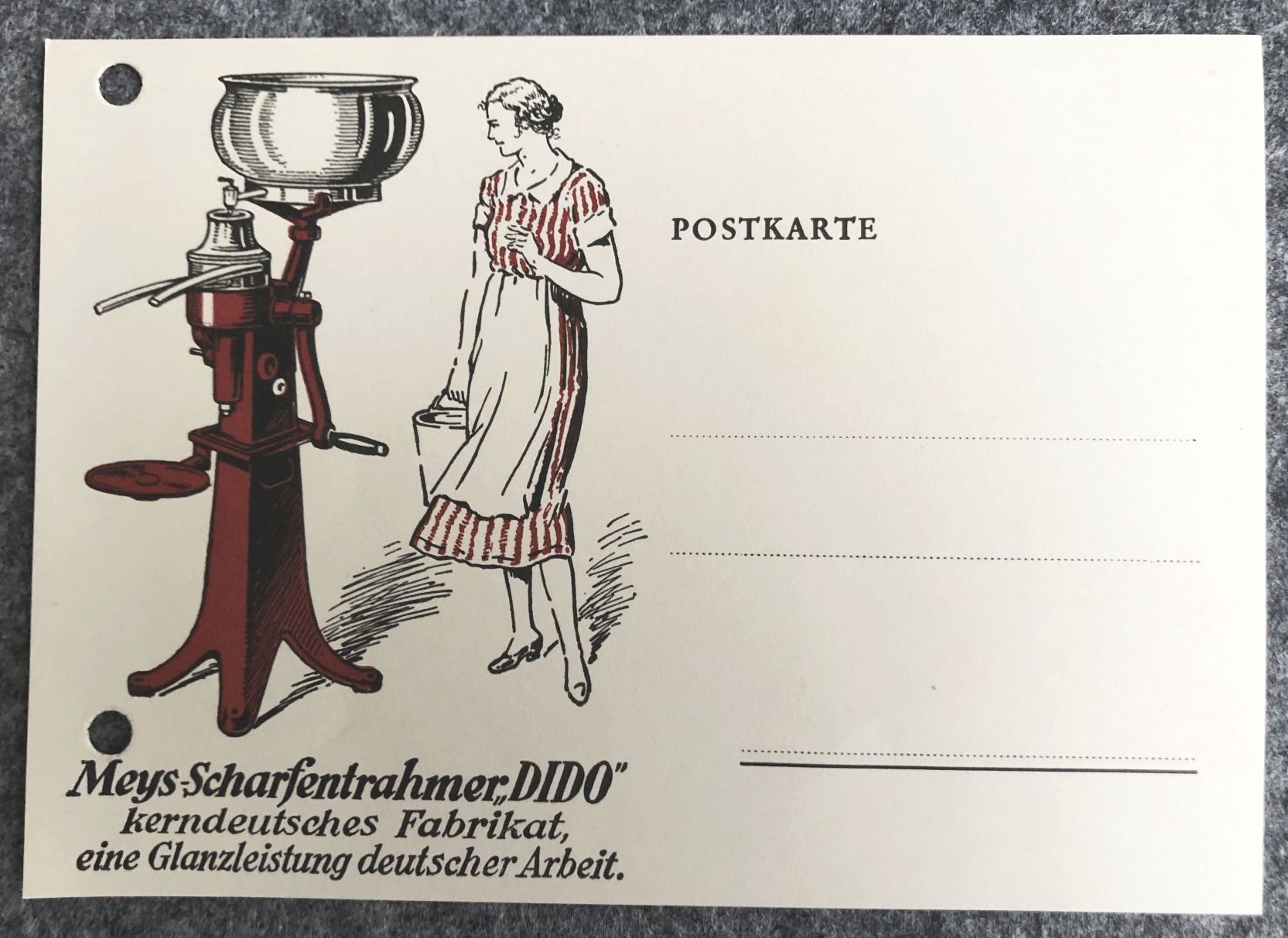 Meys Scharfentrahmer DIDO Modell 1933 alter Prospekt mit Postkarte